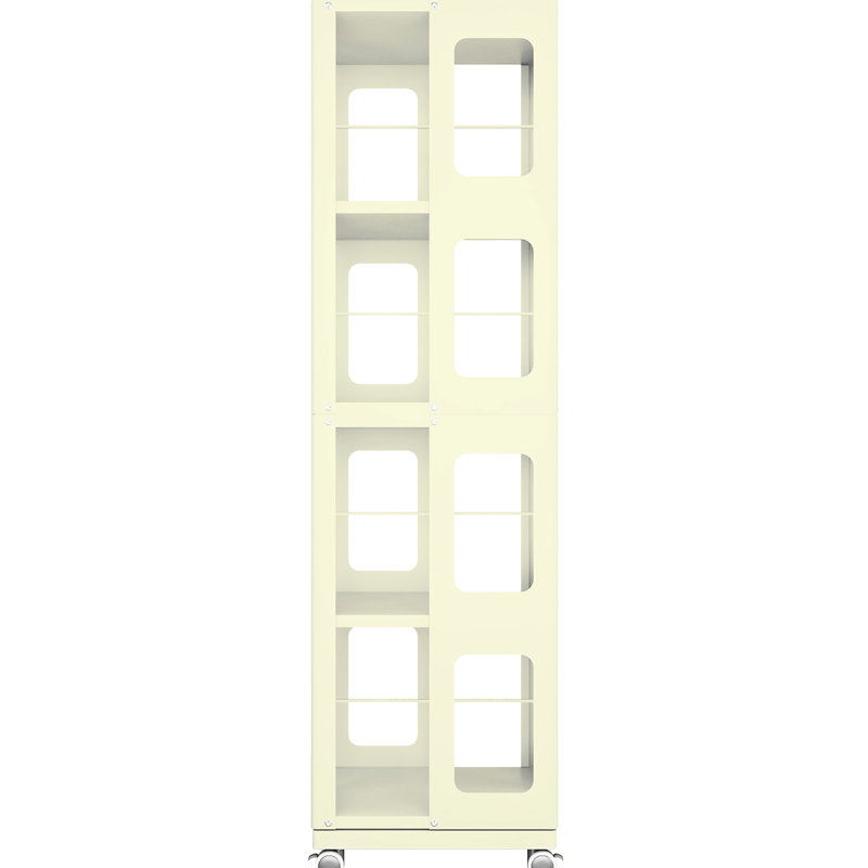 4 tablettes pivotantes, 360 roulettes, assemblage facile, grande taille, faible encombrement, idéal pour ranger des livres, étagère réglable, mouvement fluide, bibliothèque haute capacité