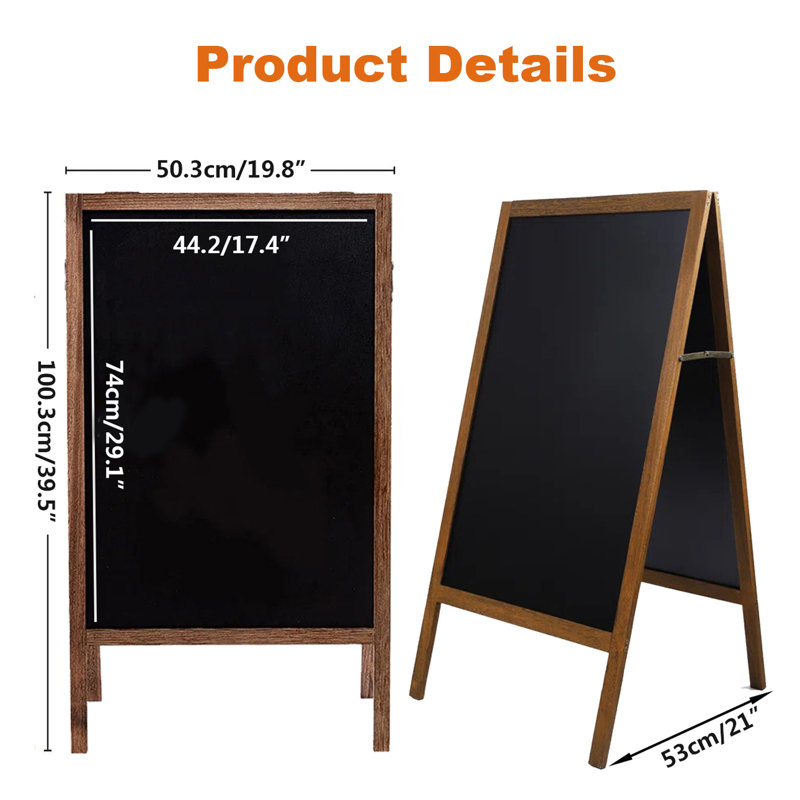 Enseignes magnétiques à tableau en A avec 8 marqueurs à craie, 4 aimants, tissu - 40 po x 20 po, panneau sandwich rustique à double face, chevalet extérieur pour entreprise, mariage
