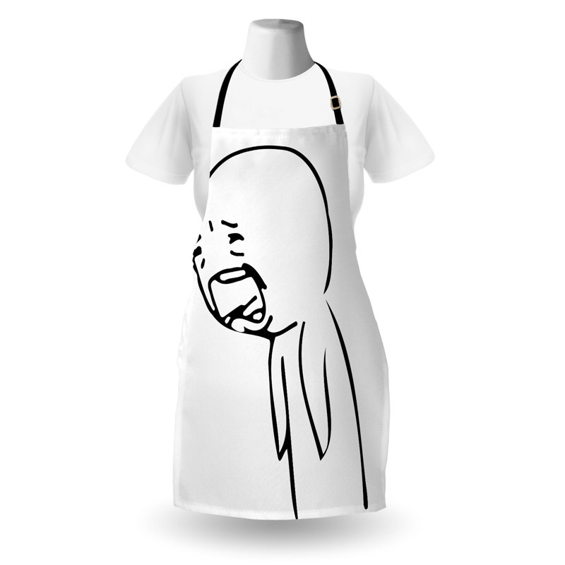 Tablier humoristique East Urban Home unisexe, bandes dessinées tristes en ligne, taille adulte, noir et blanc