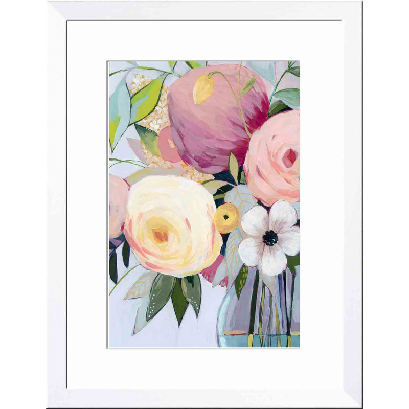 «Georgia Bouquet I» par Grace Popp - peinture encadrée, H 12 po x l 12 po, Blanc