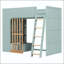 Lit mezzanine simple avec tablettes et tiroir de rangement-133569050-133569051