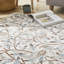 Floral Light Grey Washable/Stain Guarded Area Rug -1620391187