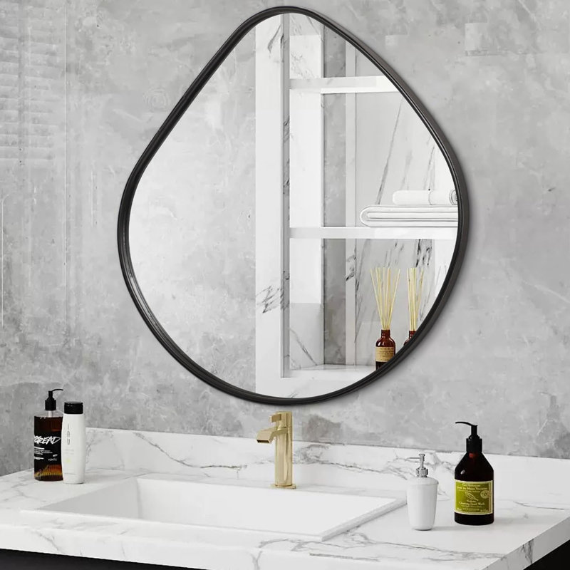 Metal Irregular Mirror, Black