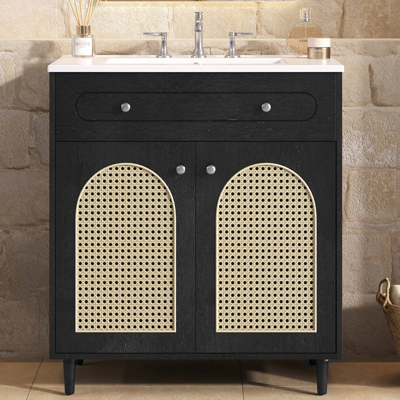 30'' Bathroom Vanity With Undermount Ceramic Sink, Black