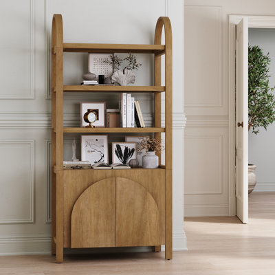 3-Tier Arched Solid Wood Vertical Bookshelf