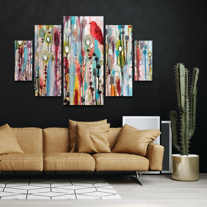 Ensemble de 5 panneaux d'art mural - "La vie comme un passage" par Sylvie Demers 