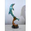 Sculpture dauphin en bronze sur base ondulée 25 po x 24 po x H 40 po