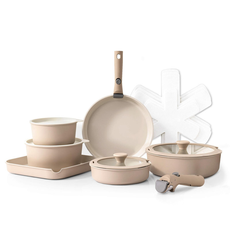 Persas 17 - Piece Aluminum Cookware Set, Beige