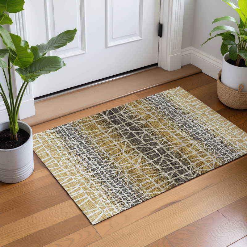 Machine Washable Indoor/Outdoor Raemoore ACN2404 Geometric Rug, Rectangle 1'8" x 2'6"