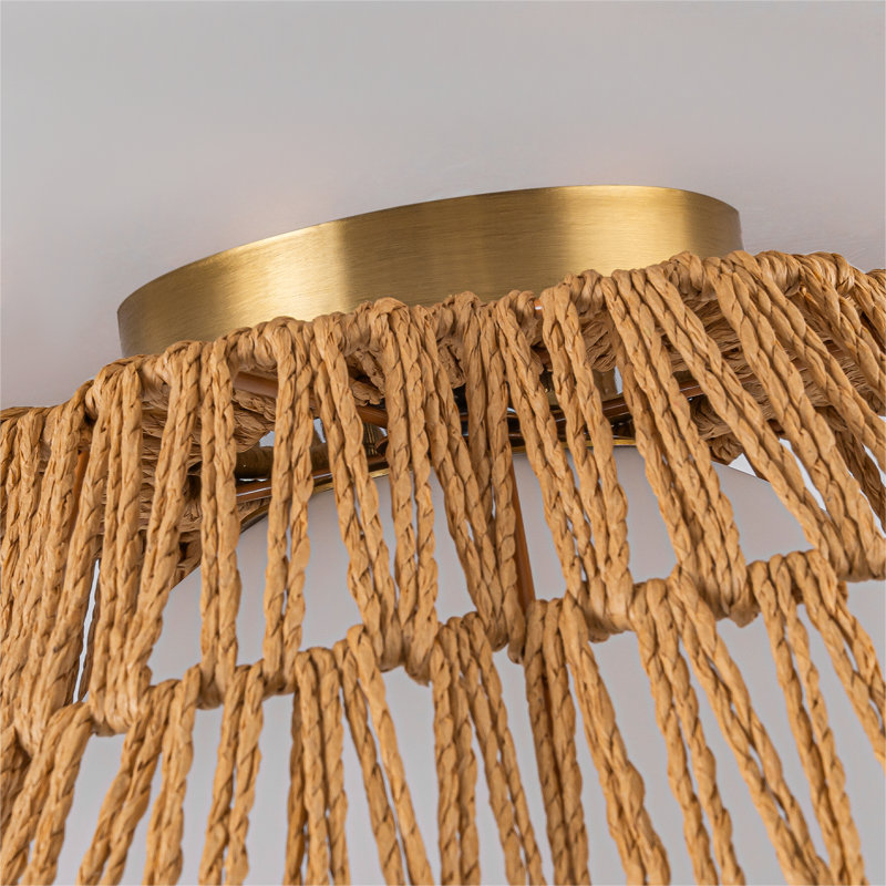 18" Boho Hand-Woven Scalloped Shade Flush Mount