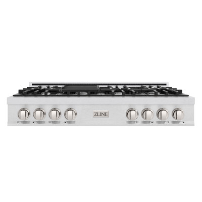 Zline 48 In. Legacy Gas Rangetop With 7 Burner Cooktop In Satin Stainless Steel With Griddle