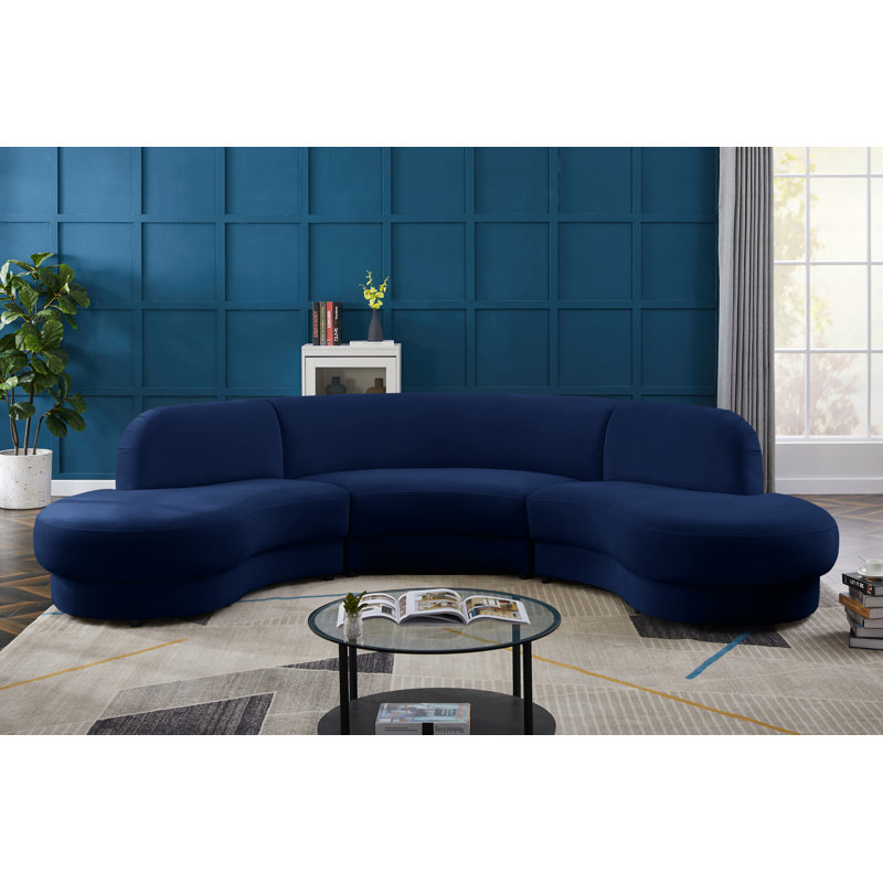 Canapé modulaire 135 po, Velours marine