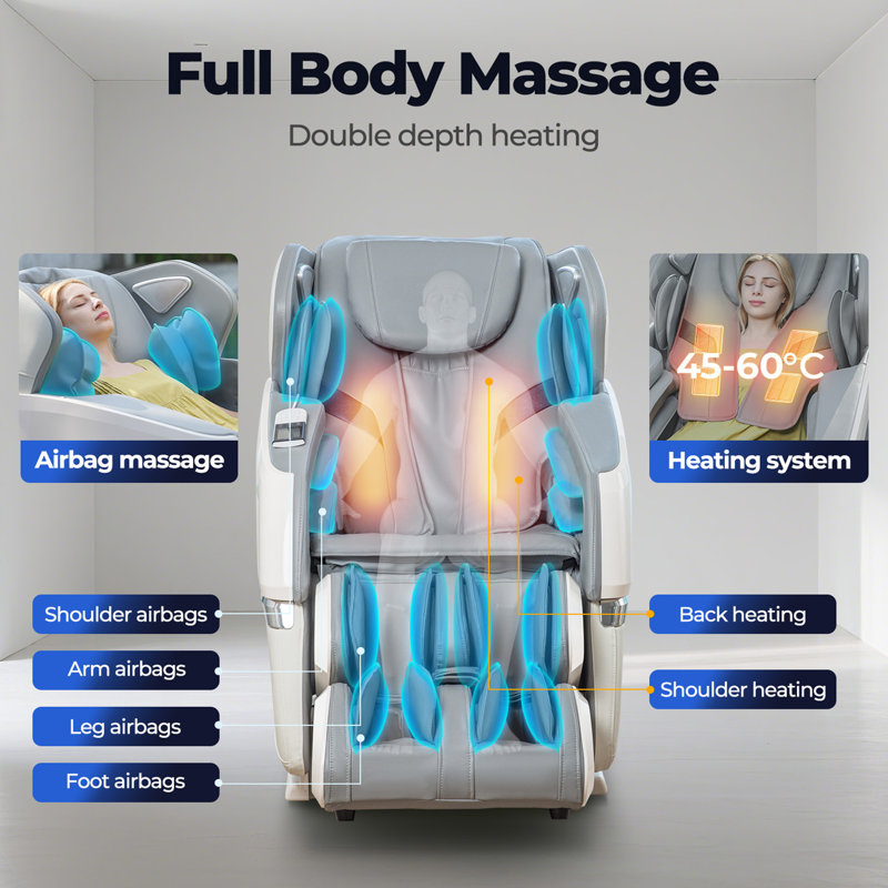 Heated Massage Chair, White/Grey