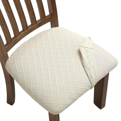 Housses de siège de salle à manger, ensemble de 6 housses, beige, lavable, housses de chaise de salle à manger, anti-poussière, housses de coussin pour chambre à coucher, cuisine, hôtel, banquet