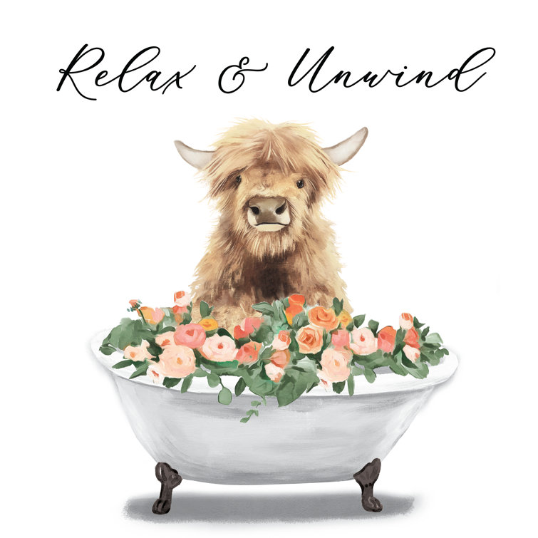 Cow In A Tub - Wrapped Canvas Print