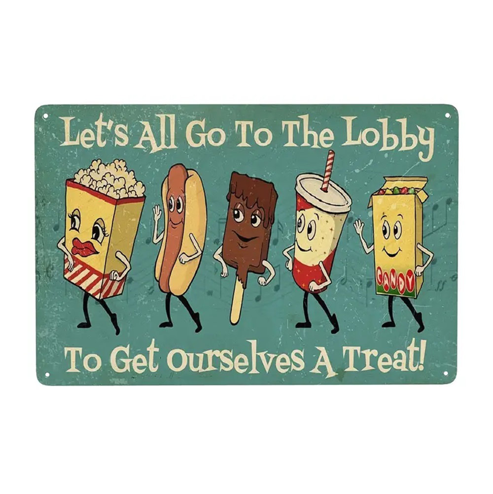 Wall Decor Office Dorm Den Humor Personality Vintage Retro Tin Sign - Vintage Movie Snack Finishing Touches