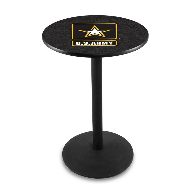 Table de salle à manger à hauteur de barre militaire H 30 po, Armée des États-Unis, Noir froissé