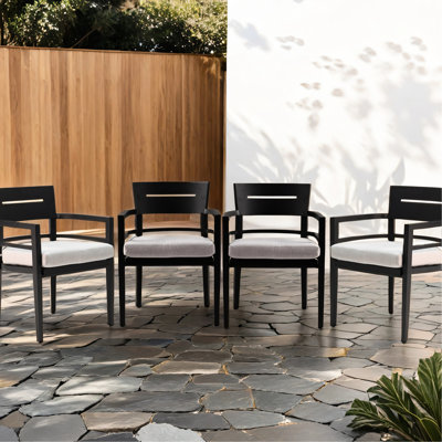 Ember Black Patio Chairs - 4Pcs Aluminum With And Comfortable Cushions Outdoor Cushions, Soft