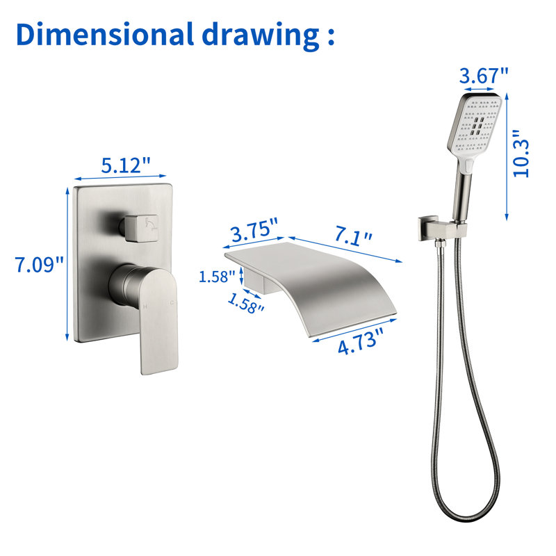 Wall Tub Spout with Diverter, Brushed Nickel