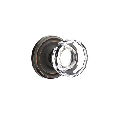 Ensemble de faux boutons Emtek avec rosette régulière et bouton en verre Lowell