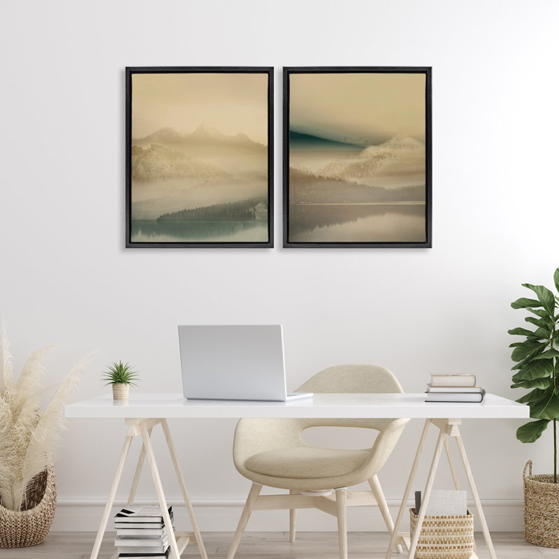 Ensemble de 2 cadres flottants Misty Nature Awakening, design par Gemma Bardot, Cadre flottant noir de jais