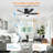 42 Inch Flush Mount Ceiling Fans With LED Light 22W And Remote Control 5 ABS Fan Blades For Bedroom