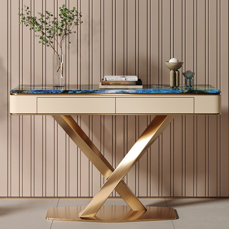 Console de style italien en pierre frittée., 33.4" H x 55" W x 13.7" D