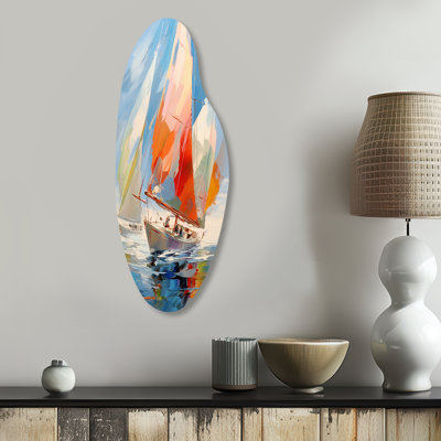 Greilickville - Voile de bateau incurvée, art mural asymétrique en métal