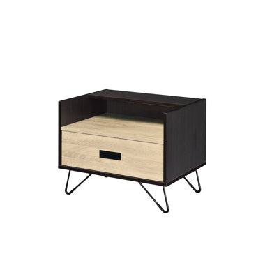 Storage Accent Table Design Feature - Black & Warm Oak Color Contrast Contemporary Style 1, Look