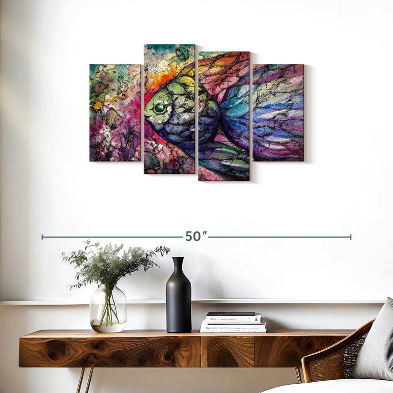 Brampt Abstract Rainbow Fish, 22" H x 36" W