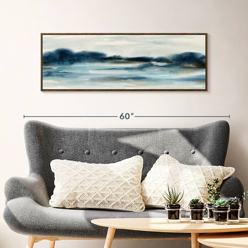 Vue panoramique sur la baie, 43 po x 15 po, Cadre flottant noyer