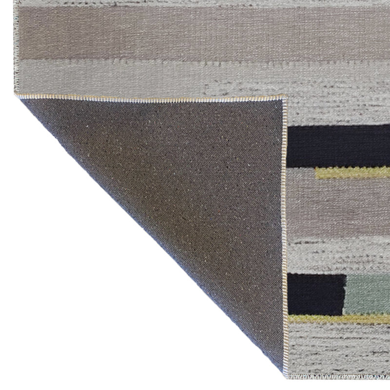 Tapis décoratif moderne à rayures grises et grises, Rectangle 4 pi 7 po x 6 pi 6 po