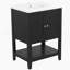 Lavabo de salle de bain élégant et moderne en céramique noire 24 po avec tablette ouverte de style cadre en bois massif (ancien numéro de référence: N725P170597B)-1639576955