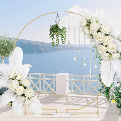 Support de fond courbé de mariage de 8,2 pieds, support de 2 ballons en métal pour mariage, douche de bébé, douche nuptiale, fête d'anniversaire