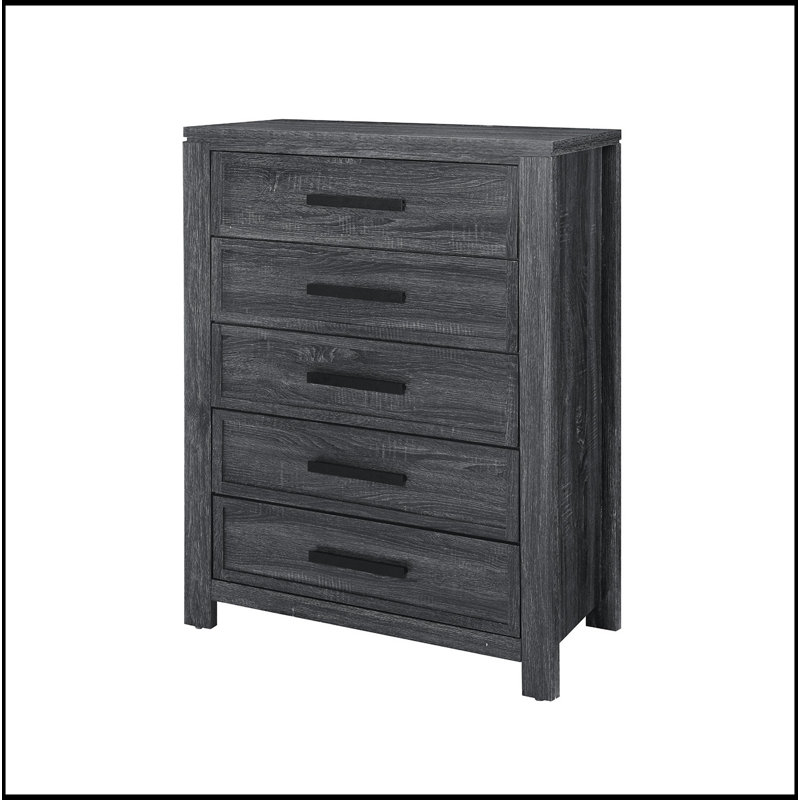 Commode gris foncé avec 5 tiroirs