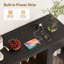 Bar moderne noir avec lumière DEL, armoire de rangement pour le vin avec porte-verre, prise de courant intégrée et ports USB, présentoir de porte en acrylique, buffet de bar à café 39,37 po-652373953