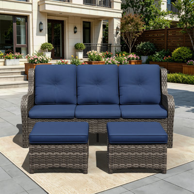 73 " W Wicker Patio Sofa with Cushions