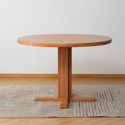 Modern Burlywood Round Solid Wood Dining Table