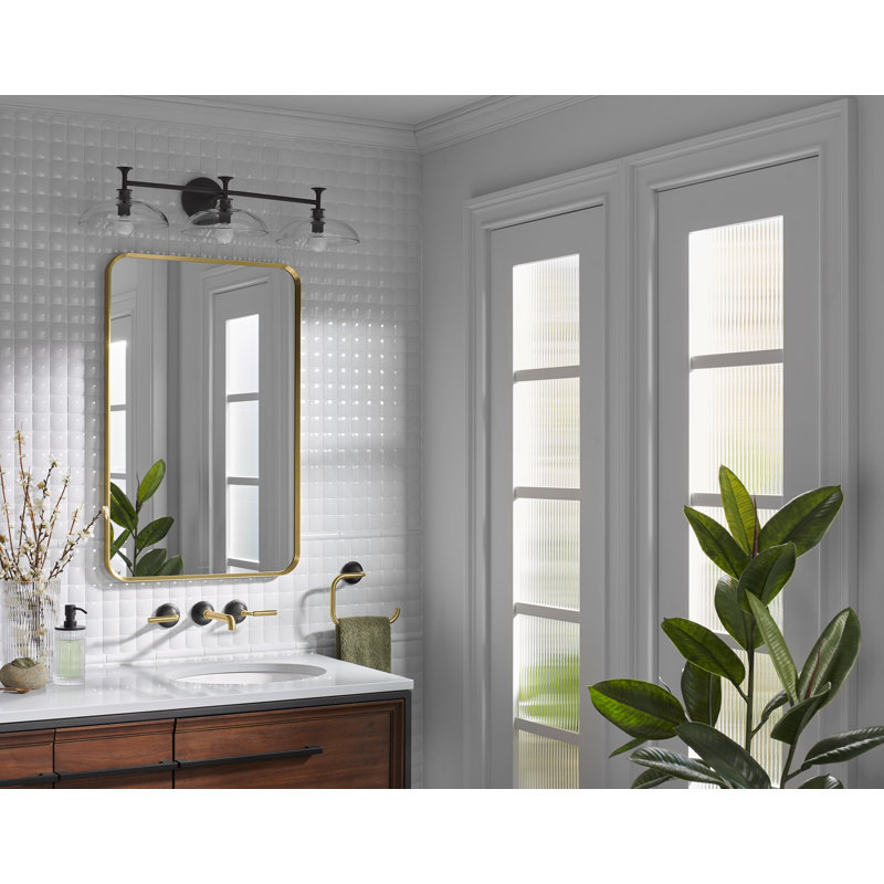 Tone 3 Light Indoor Bathroom Vanity Light Fixture, UL Listed, Matte Black