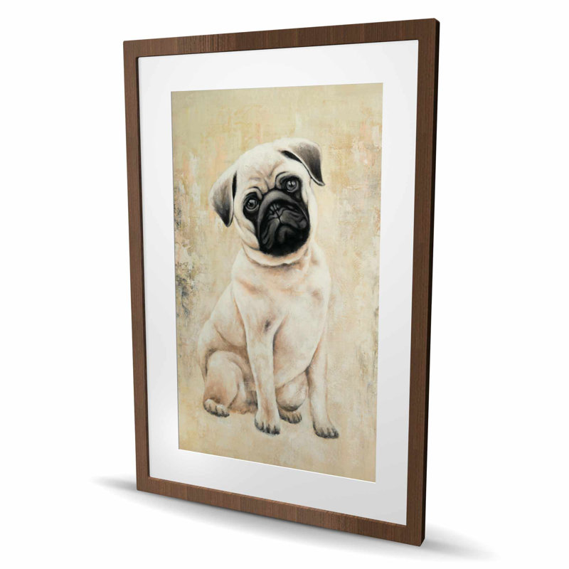 «Small Pug Dog», reproduction d'art encadrée contemporaine