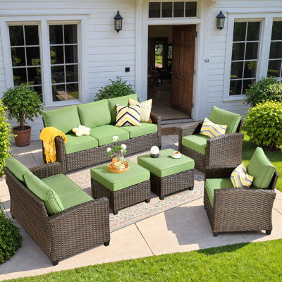 Ensemble de 6 pièces de mobilier d'extérieur avec repose-pieds