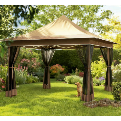 Tente escamotable à hauteur réglable, auvent avec filet en filet, avec sac de transport, pour le jardin, le patio