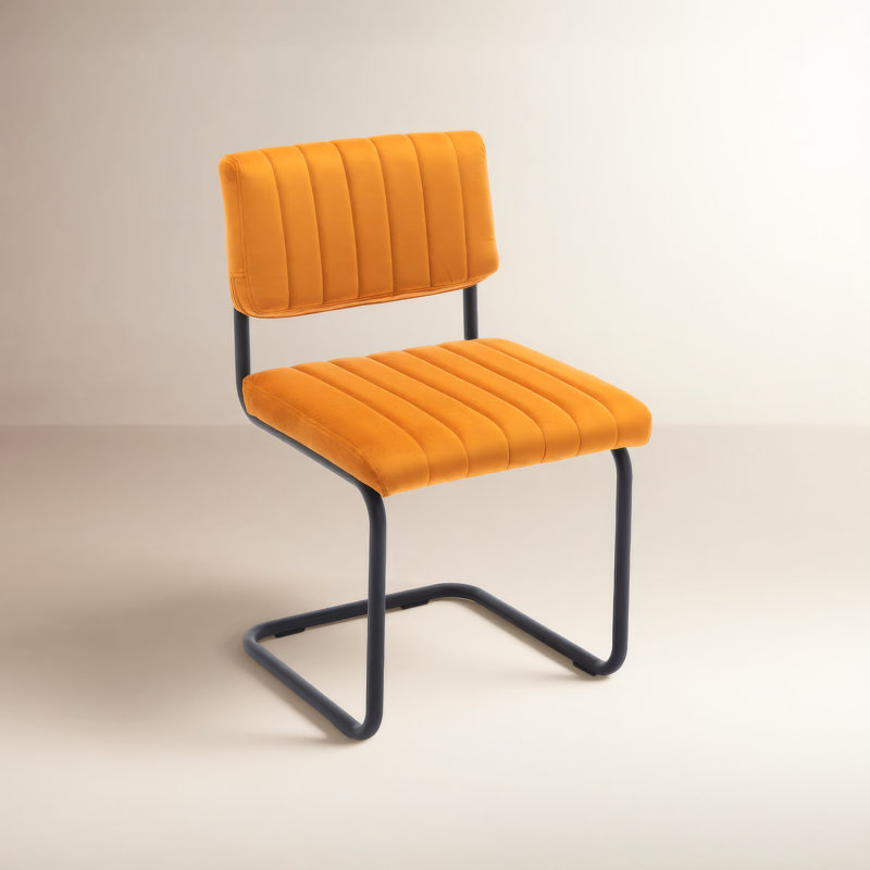 Chaise d'appoint en velours Estes, Velours cognac