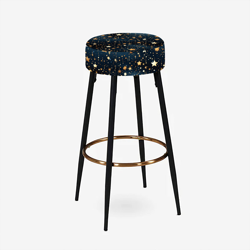 Ensemble de 2 tabourets de bar abstraits glamour bleu minuit et galaxie