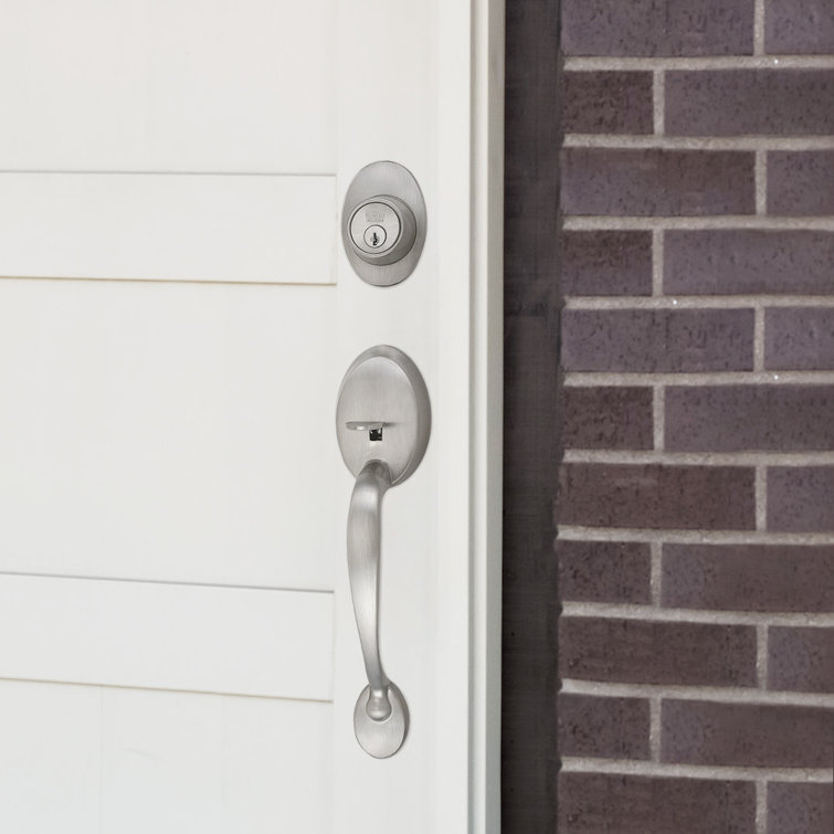Handleset with Single Cylinder Deadbolt and Door Knob and Rosette