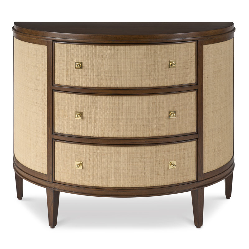Commode décorative 3 tiroirs demi-cercle Orion, Raffia