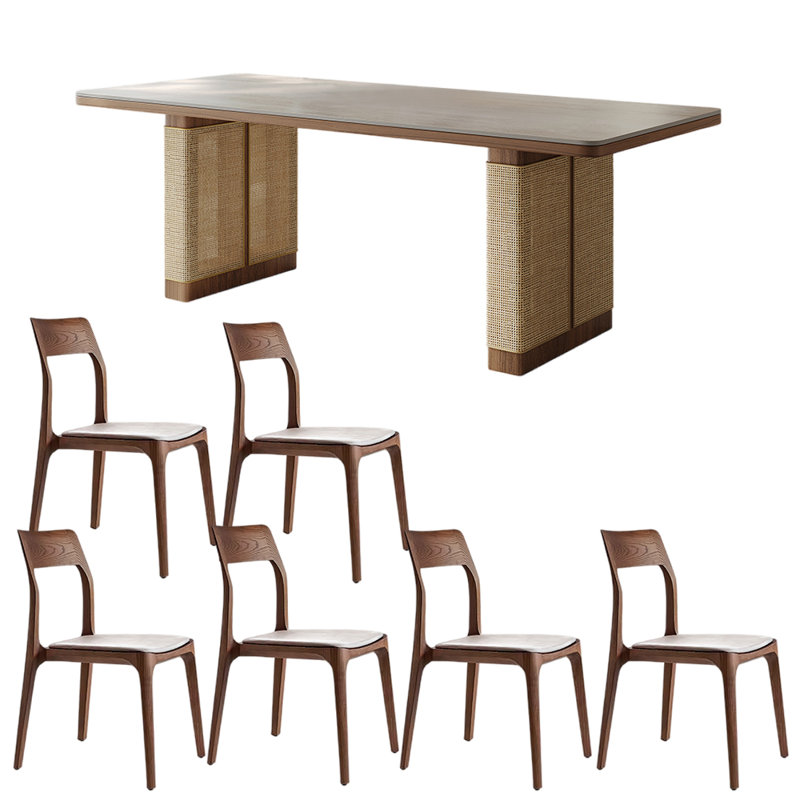 Simple retro style rectangular dining table sets, 29.5"H x 55.1"L x 29.5"W