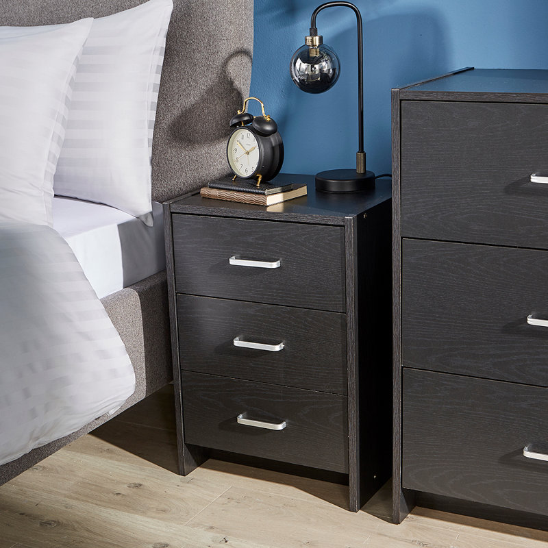 Steelman Manufactured Wood Bedside Table, Black