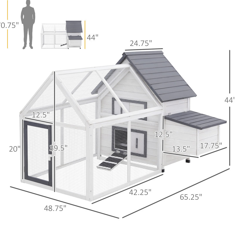 Poulailler 65 po en bois avec couloir amovible