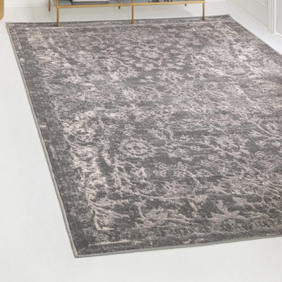 Hidekazu Floral Gray Area Rug
